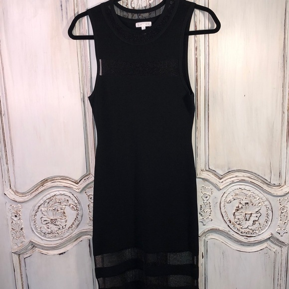 Leith Dresses & Skirts - Leith Black Sleeveless Knit Dress with Sheer Inserts Size Small